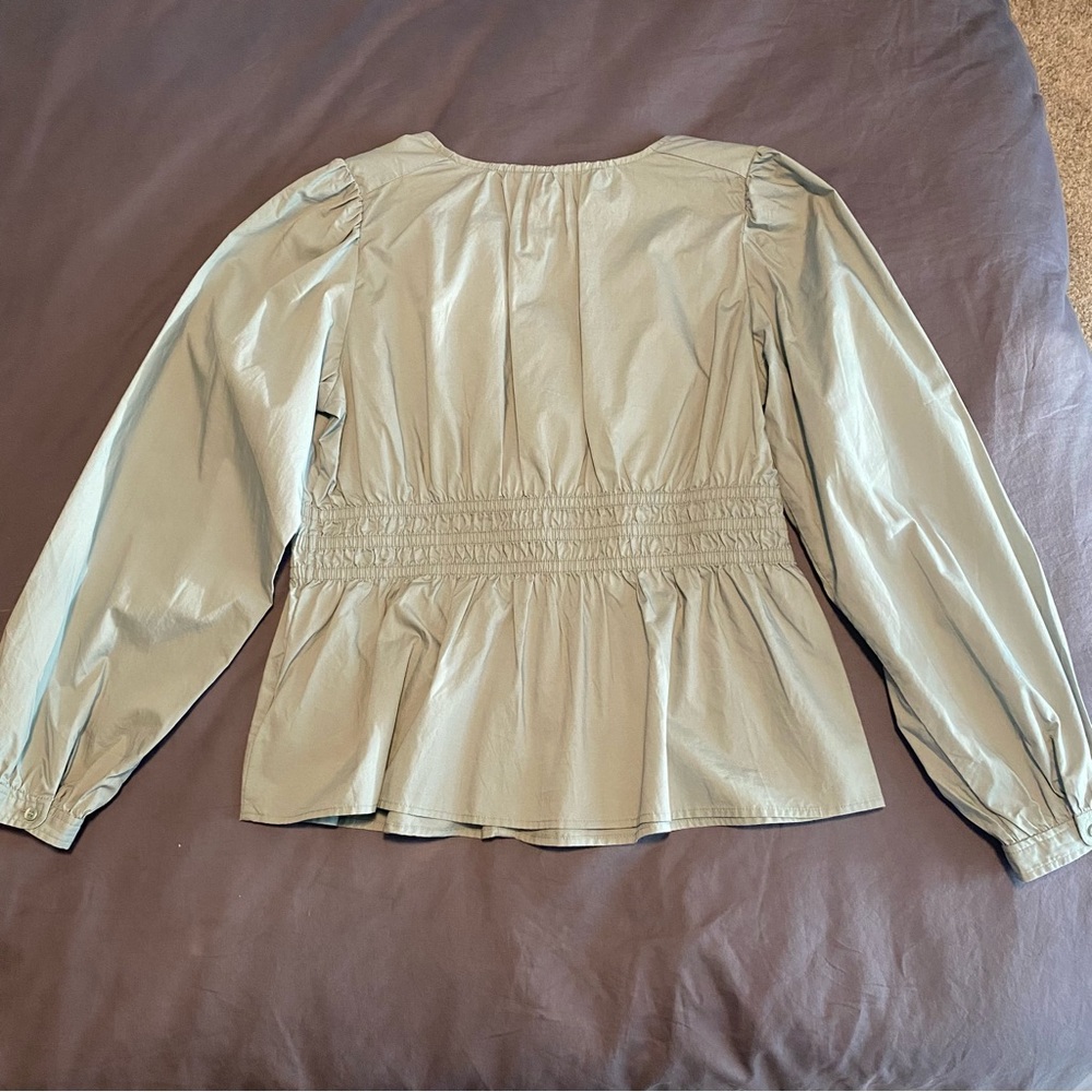 NWT GAP Puff Sleeve Peplum Top Sage Size Large - Picture 5 of 13